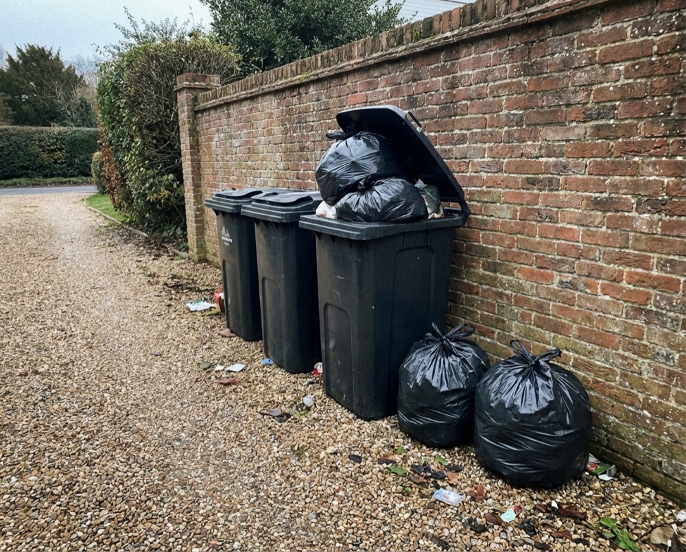 Overflowing wheelie bins in Rustington needing private collection