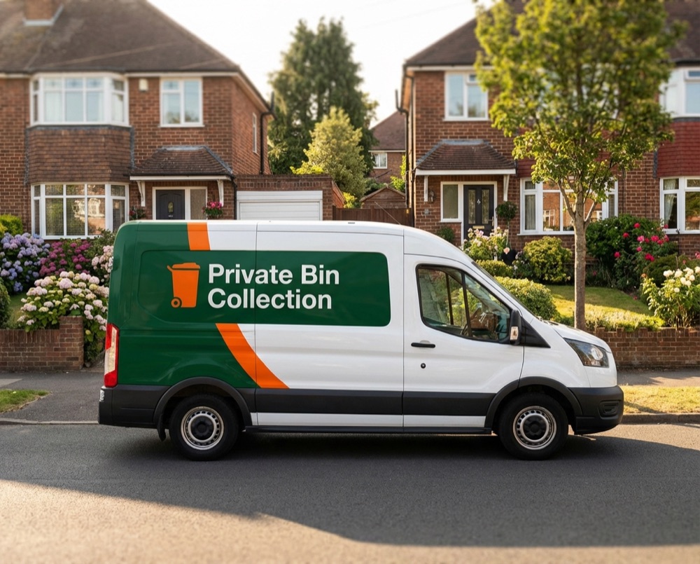 Local bin collection van serving Rustington neighbourhood